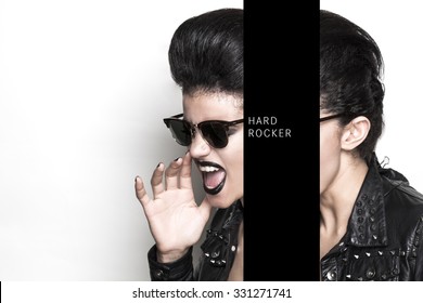 Hard Rocker Woman Portrait Screaming