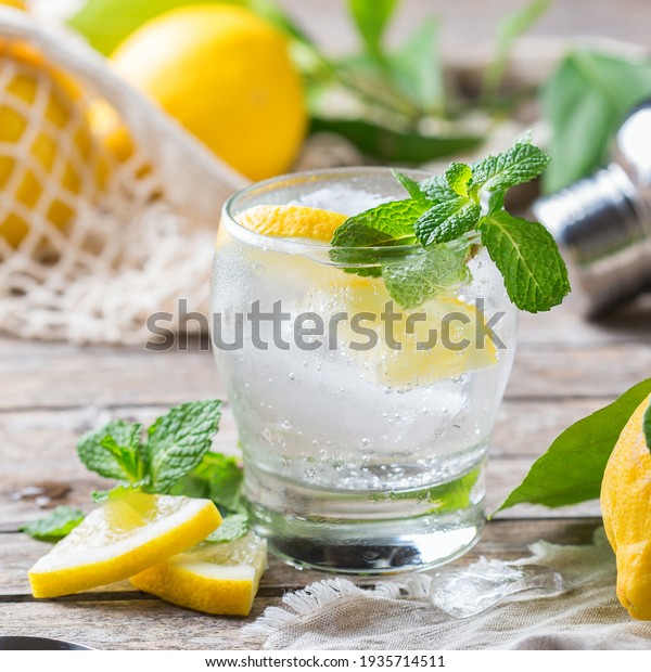 Hard seltzer cocktail with lemon and zero\
waste bartenders\
accessories