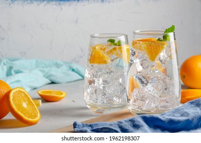 Hard Seltzer Cocktail With Orange, Mint