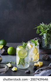 Hard Seltzer Cocktails With Lime And Lemon And Bartenders Accessories