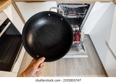 Hard Water Causes Dirty Spots On The Pan In The Dishwasher