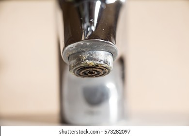 Hard Water Deposit On A Tap