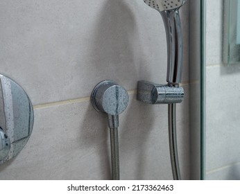 Hard Water Stone On The Bathroom Rain Shower