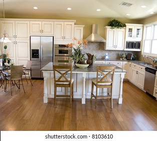 Hard Wood Flooring In Beautiful Modern Kitchen