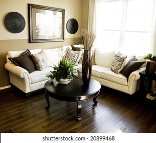 Hard Wood Flooring In Living Room Area