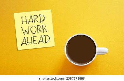 Hard work ahead is shown using a text