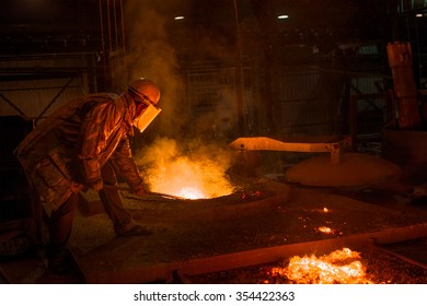 Hard Work In A Foundry, Melting Iron