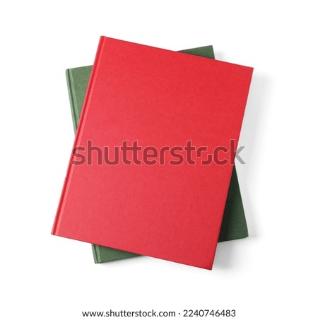Hardcover books isolated on white, top view
