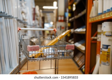 Hardware store assortment, cart with equipment