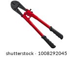 hardware store and manual work tools concept with boltcutter isolated on white with a clipping path. A bolt cutter or bolt cropper is a tool used for cutting chains, wire mesh, bolts and padlocks