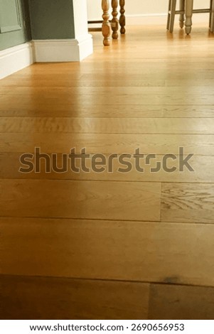 Hardwood flooring with subtle reflections, adding warmth and natural texture to a home interior, featuring wooden planks