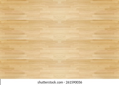Hardwood maple basketball court floor viewed from above for natural texture and background
