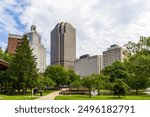 The Harford city skyline as seen from Bushnell Park, Hartford, Connecticut