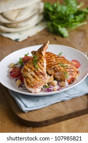 Harissa Chicken With Chickpea And Tomato Salad