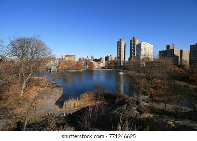 Harlem Meer Lake In Autumn.