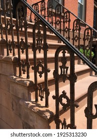 Harlem Stoop With Decorative Iron Railings, New York City