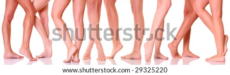 Similar – Unrecognizable diverse barefooted women in bath towels