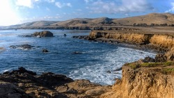 Harmony Headlands State Park Preserves An Undeveloped Parcel Of Pacific Coast In California, United States. Located In San Luis Obispo County On Highway 1