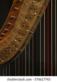 Harp Strings,close Up Detail