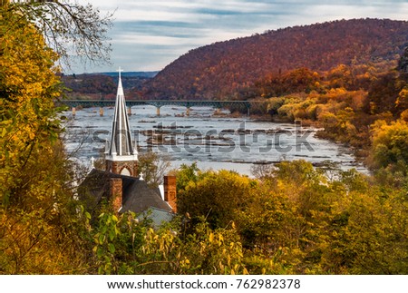 Harpers Ferry. This is a view of St. Peter's Roman Catholic Church in Harpers Ferry, West Virginia as it overlooks the Shenandoah River.