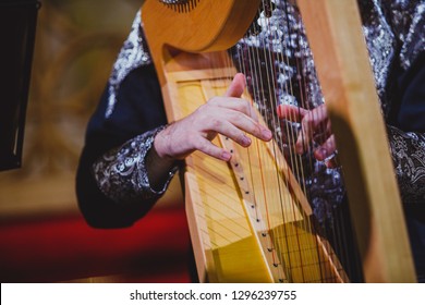 Harpist Hands And Harp Close-up