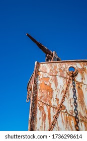 Harpoon Gun In Bows Of Rusty Whaler