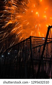 Harrisburg PA Fireworks Over A Bridge