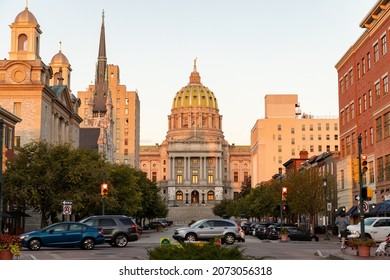 Harrisburg, PA - October 21, 2021: The Pennsylvania State Capitol Building