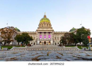 Harrisburg, PA - October 21, 2021: The Pennsylvania State Capitol Building