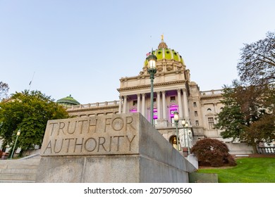 Harrisburg, PA - October 21, 2021: The Pennsylvania State Capitol Building