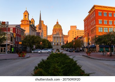 Harrisburg, PA - October 21, 2021: The Pennsylvania State Capitol Building