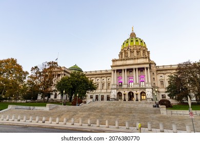 Harrisburg, PA - October 21, 2021: The Pennsylvania State Capitol Building