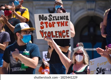 Harrisburg, Pennsylvania / United States of America - May 30th 2020: Harrisburg Protesters March on the Pennsylvania State Capitol Complex Advocating for the Black Lives Matter Movement