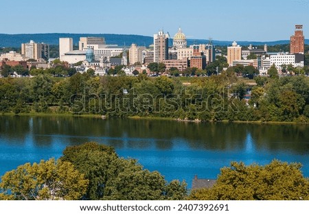The Harrisburg Skyline, the State capital of Pennsylvania, on the Susquehanna River