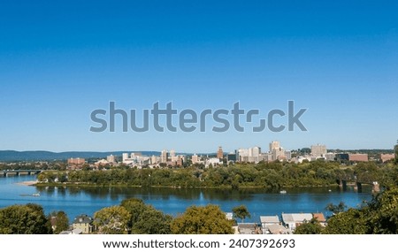 The Harrisburg Skyline, the State capital of Pennsylvania, on the Susquehanna River
