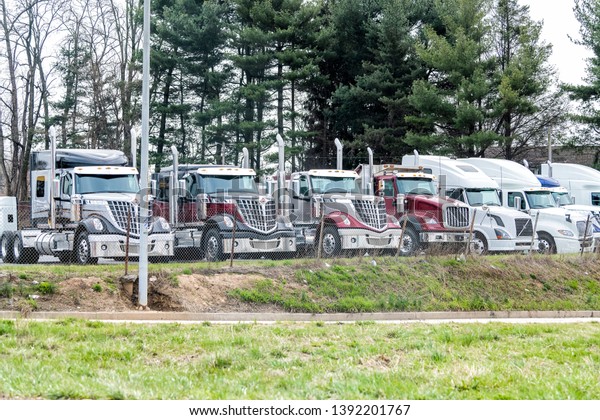 Harrisburg, USA - April 6, 2018: View from\
highway 83 north in Pennsylvania for five star truck leasing\
company called\
idealease