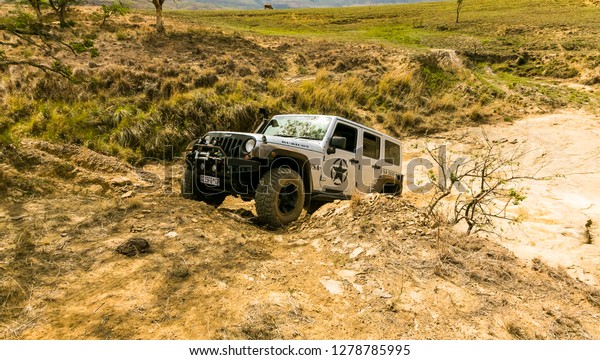 Harrismith, South Africa\
- October 02 2015: 4x4 Mountain Path Driver Training at Camp Jeep\
in the Drakensberg
