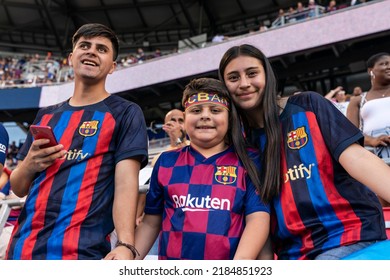 Harrison, NJ - July 30, 2022: Fans Of All Ages Attend Friendly Match Between Barcelona FC And New Yrok Red Bulls At Red Bull Arena