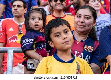 Harrison, NJ - July 30, 2022: Fans Of All Ages Attend Friendly Match Between Barcelona FC And New Yrok Red Bulls At Red Bull Arena