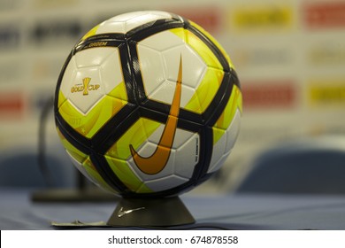 Harrison, NJ USA - July 7, 2017: Official Nike Ball Of CONCACAF Gold Cup On Display At Red Bulls Arena 