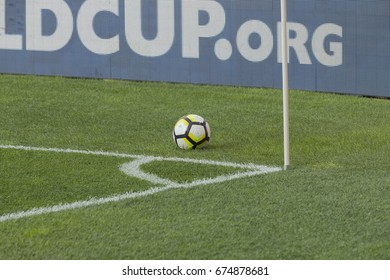 Harrison, NJ USA - July 7, 2017: Official Nike Ball Of CONCACAF Gold Cup On Display At Red Bulls Arena Canada Won 4 - 2