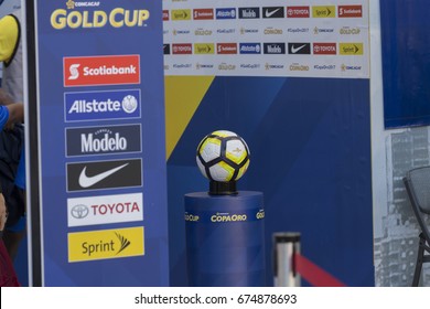 Harrison, NJ USA - July 7, 2017: Official Nike Ball Of CONCACAF Gold Cup On Display At Red Bulls Arena Canada Won 4 - 2