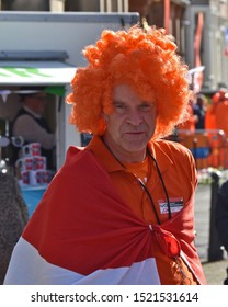 Harrogate UK Sept 28 2019 A Supporter Wearing Orange Representing The Netherlands, At The 2019 UCI World Road Race Championships