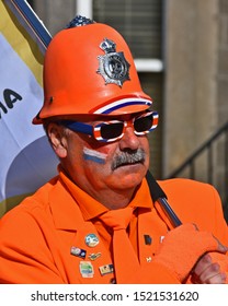 Harrogate UK Sept 28 2019 A Supporter Wearing Orange Representing The Netherlands, At The 2019 UCI World Road Race Championships