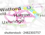 Harrow. United Kingdom on a map