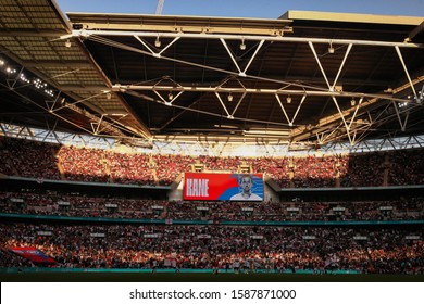 Harry Kane of England name is projected onto the giant screen after scoring a goal - England v Bulgaria, UEFA Euro 2020 Qualifier - Group A, Wembley Stadium, London, UK - 7th September 2019