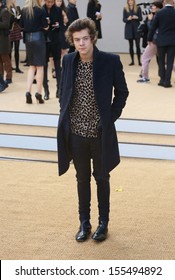 Harry Styles At London Fashion Week SS14  - Burberry Prorsum S/s 2014 - Arrivals, London. 16/09/2013