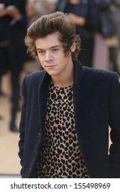 Harry Styles At London Fashion Week SS14  - Burberry Prorsum S/s 2014 - Arrivals, London. 16/09/2013