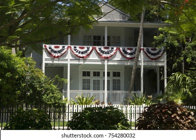 Harry Truman's Little White House In Key West, Florida On A Sunny Summer Day.