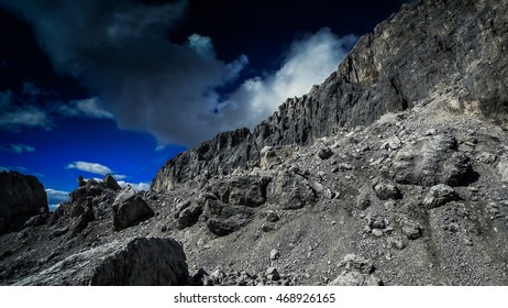 Harsh Rocky Environment In Italian Alps.